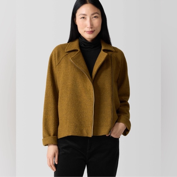 NWT Eileen Fisher Lightweight Boiled Wool Motorcycle Jacket in Regenerat… - Picture 1 of 7